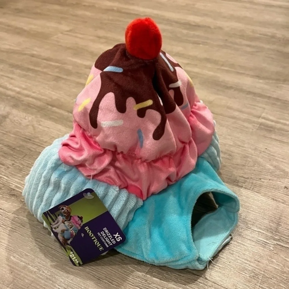 NWT Bootique Pet Costume Drizzled Delight Extra Small Ice Cream Sundae XS
